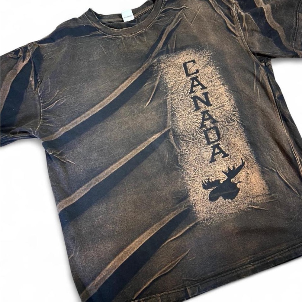 Distressed Black Graphic T Shirt XL Oversized Grunge Acid Wash Tee